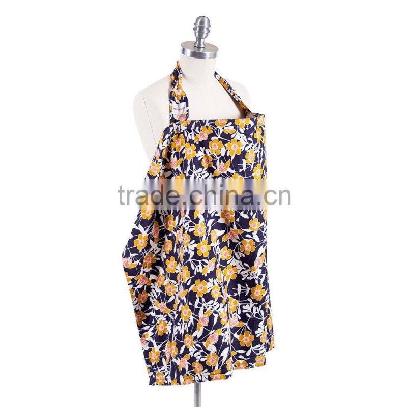 Wide Hooter Hider Made of the Highest Quality Fabric navy with flower printed baby nursing apron