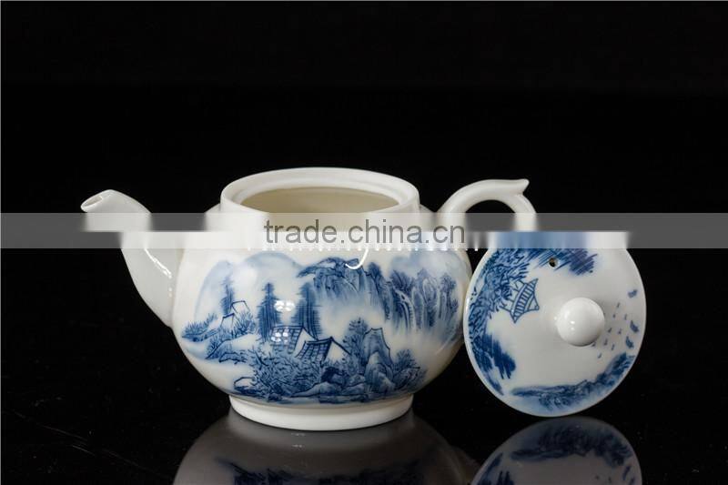 300cc dark Blue Landscape Ceramic Tea Pot/teapot