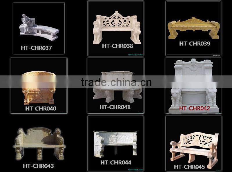 Flower Carved Outdoor Marble Bench