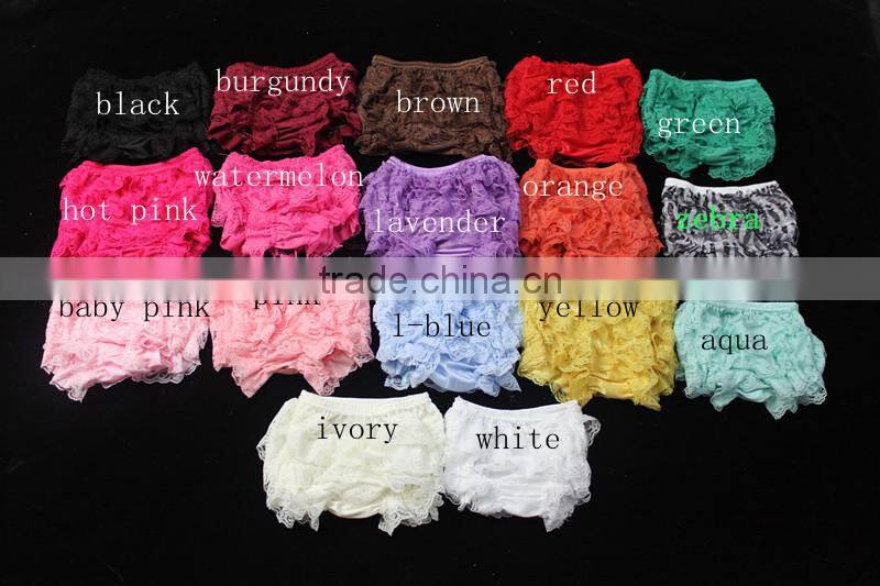 Wholesale baby infant lace ruffle bloomers boutique good looking baby bloomers Infant Cotton Shorts/Bloomer Beautiful Multicolor