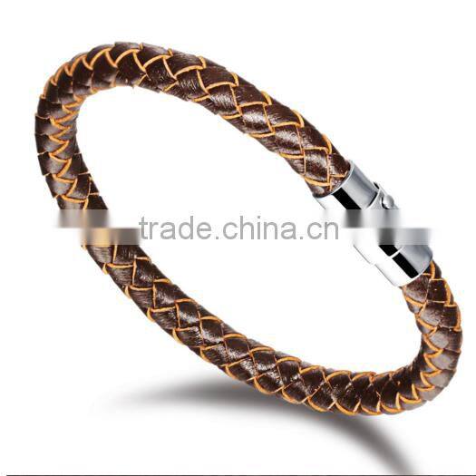 Fashion Jewelry Men Braided Leather Bracelet With Buckle
