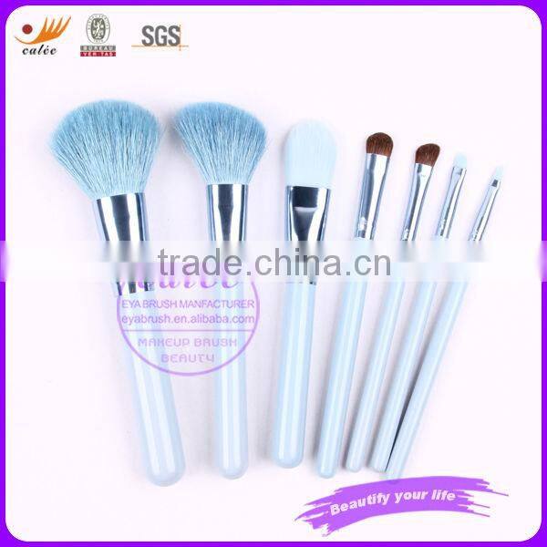 7pcs blue color cylinder wood make up brush