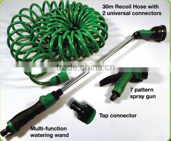 Garden 30m expandable coiled water Hose with wating lance Kit