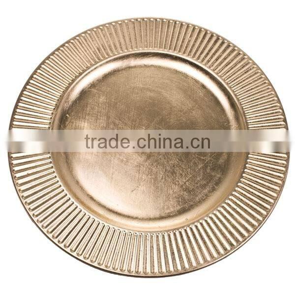 33cm white round sunflower style plastic charger plate