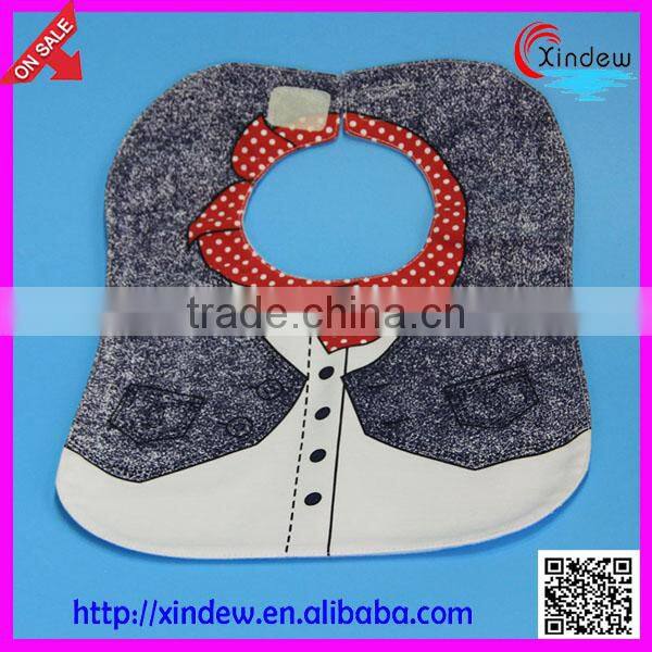 baby boy's vest bib with printed tie and button