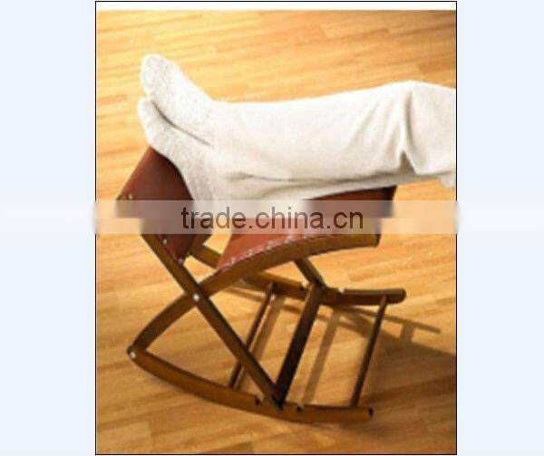 Foldable Wooden Footstool with PU Leather