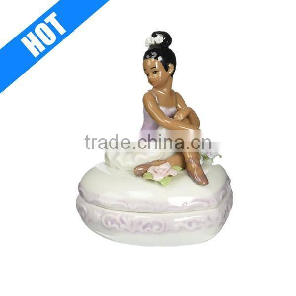 Personalized Porcelain Ballerina Trinket Box Jewelry Case