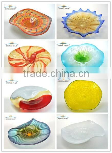 hand blown glass wall art; murano glass hanging wall decoration; mosaic glass plates
