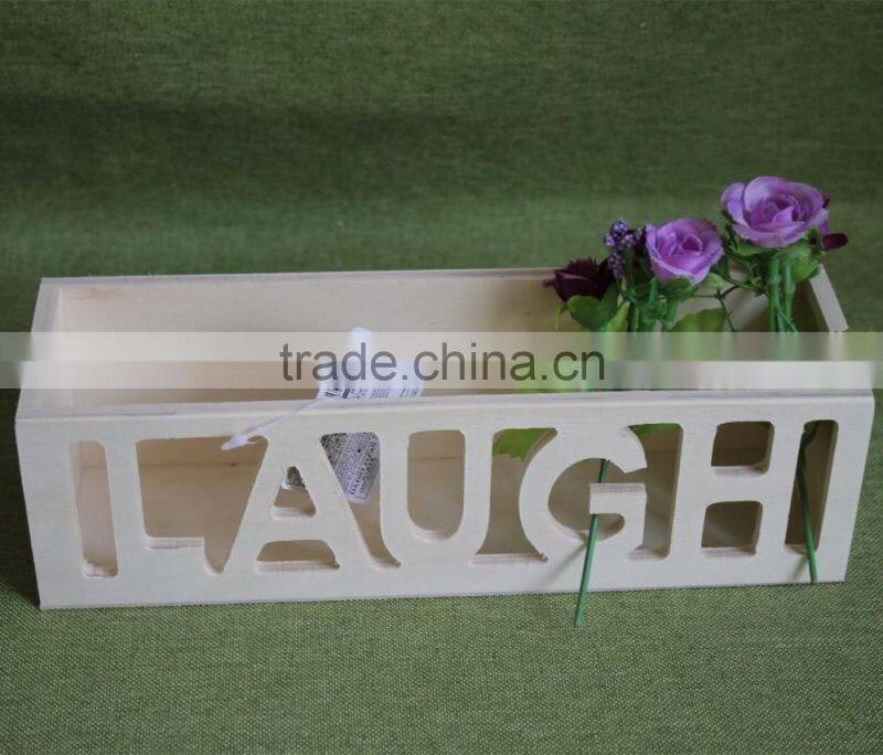 Cheapest customized small plywood decorative storage box with laser letter