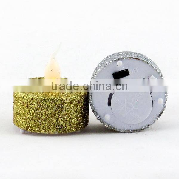 X-mas Battery Operated Led Candle Tea Light Golden Red Silver