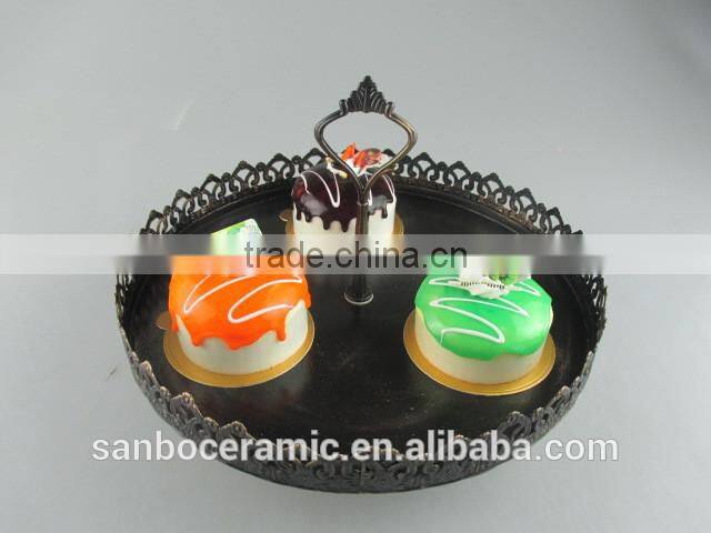 Metal cake stand , one tier antique style black cake stand plate for decoration