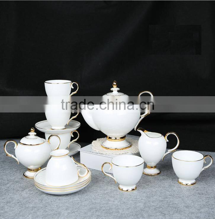 ceramic gold plated 24pcs tea set porcelain tea pot set fine royal porcelain tea set