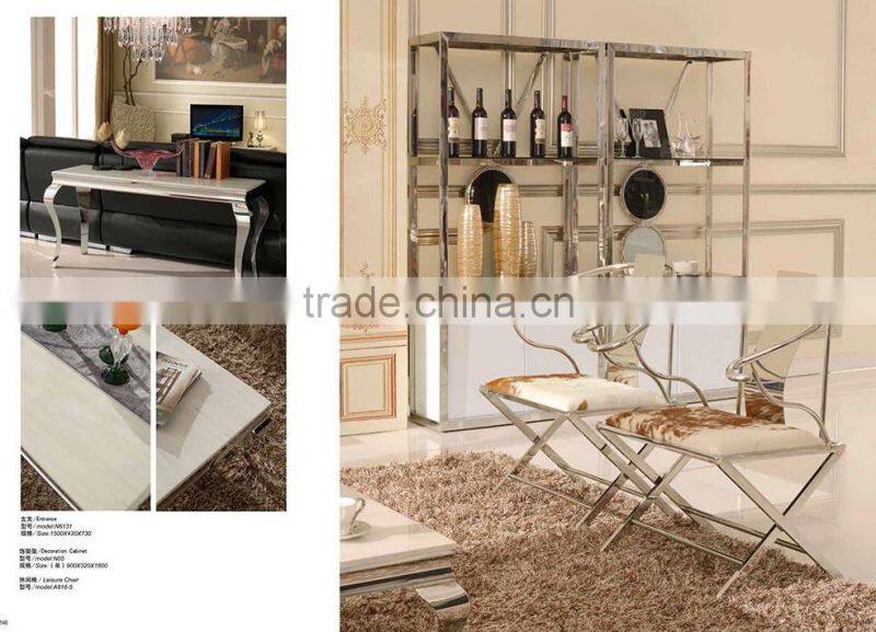 2015 white and black dairy cow leather stainless steel leisure chair A816