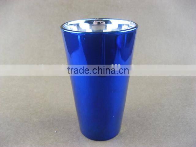 blue 16oz mirrored glass tumbler/glassware