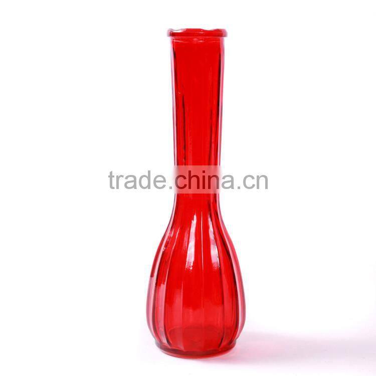 fat buttom red glass vases for wedding decoration