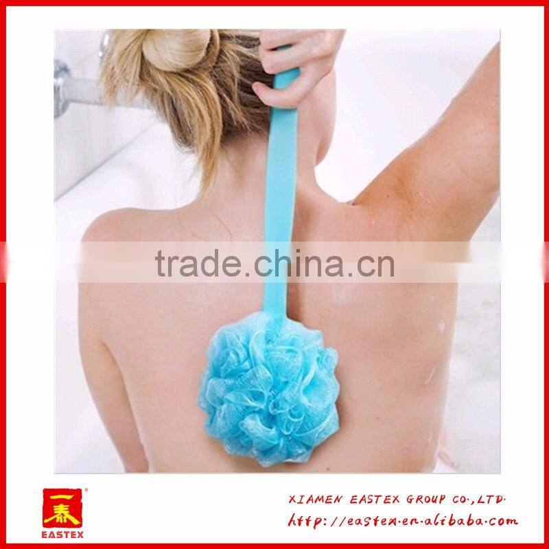 Colorful and hanging bath brush with long shaft