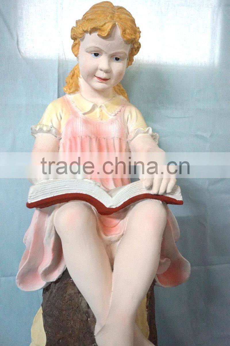Garden decor reading girl fiberglass statue