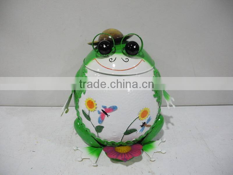 Outdoor cute frog garbage iron crafts for home