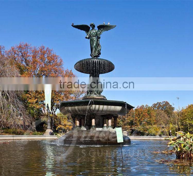 Outdoor large decoration metal crafts bronze angel statue garden fountain for sale