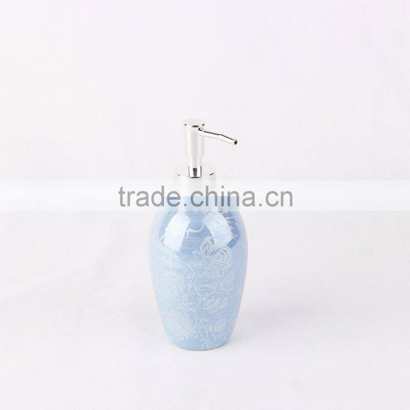 Wholesale Blue Glazed Decal Bathrooms Set Ceramic