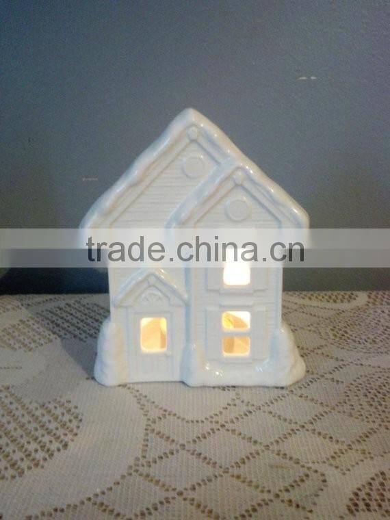 Hand Painted Ceramic Christmas Village tea Light Holders