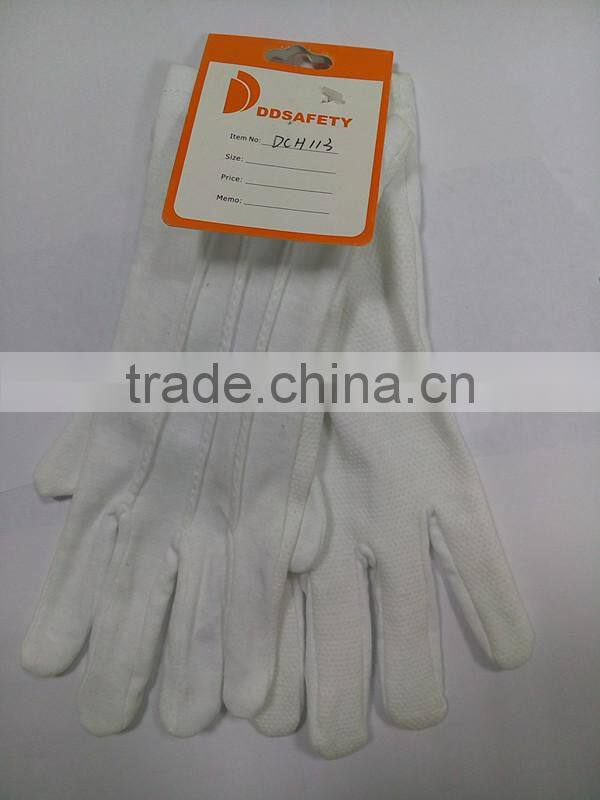 DDSAFETY Hot Sale 100% Bleach Votton Interlock Gloves With Mini Pvc Dots On Palm