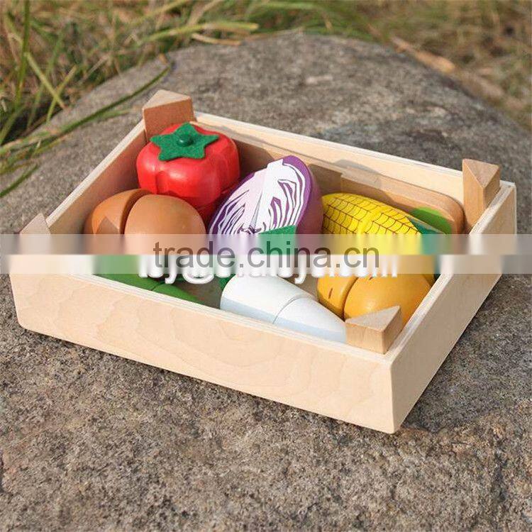 Pretend play kitchen toys wooden toy cutting fruit for kids W10B183