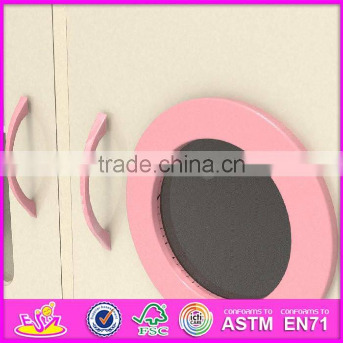 2017 New design children pretend play wooden pink play kitchen W10C268