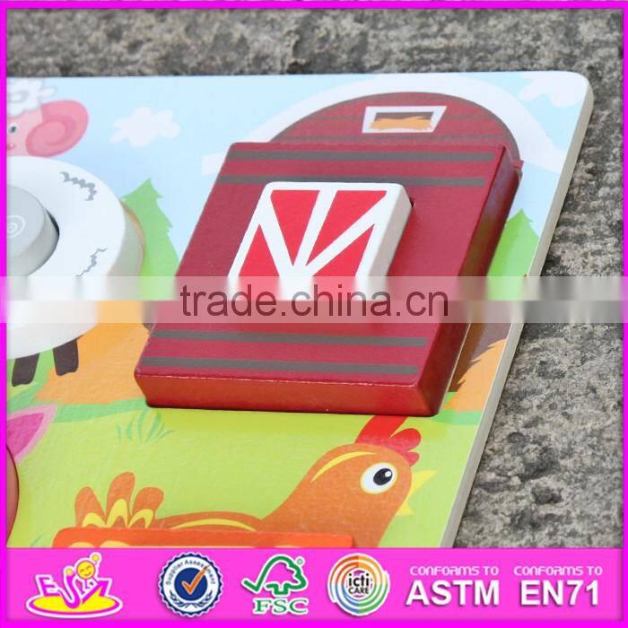 2017 New product cartoon farm animals wooden kids 3d puzzle W14D025