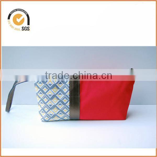 Purple Brushed Twill Colorblock Mustard Yellow Leather Circles Zipper Pouch Clutch By Chiqun Dongguan CQ-H02009