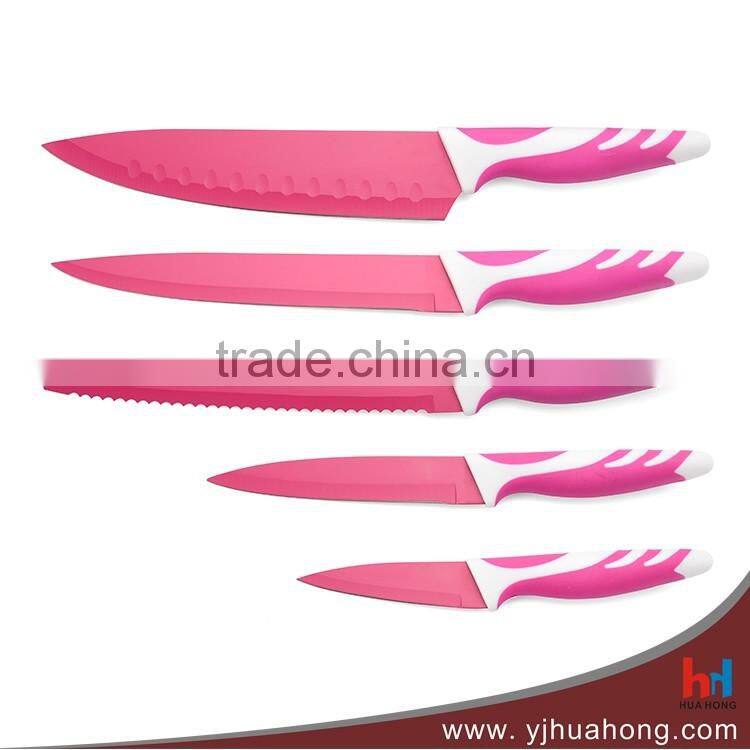Good Quality 5pcs Non Stick Coating Printing Kitchen Knife Set