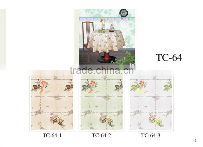 Printed PVC table cover cloth with falannel back