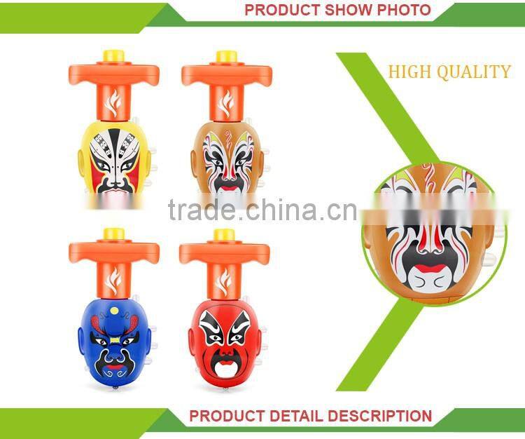 Hot sale item plastic musical light up spinning top toy