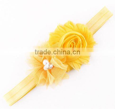 2015 wholesale Baby Toddler Infant Flower Headband with Pearl Hair Bow Band Accessories