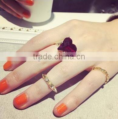 wholesale fashion jewelry exquisite heart finger ring set midi ring set