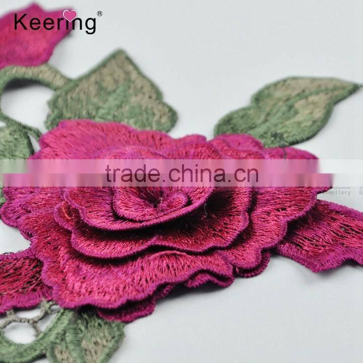 3D flower lifelike embroidery textilie patch for clothing WEF-012