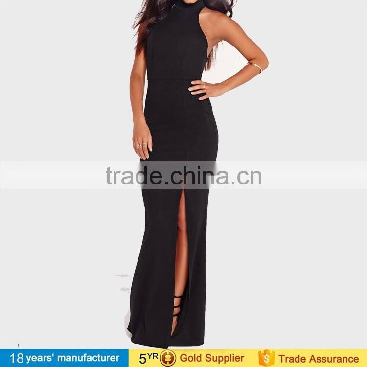 2017 women party long wedding evening maxi dresses Sexy mermaid halter backless split cocktail dresses for prom night