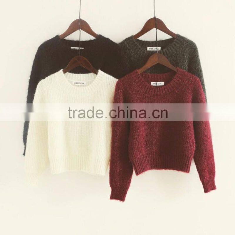 2016 customized manufacture fashionable Wholesale korean style women spring autumn winter plain color ladies sweater