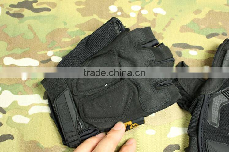 custom black antislip abrasion proof warm military half finger tactical gloves