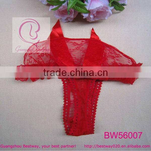 Sexy valentine red transparent v string g string