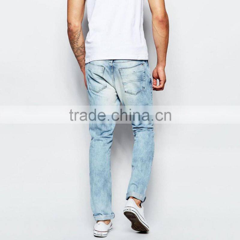 OEM services factory light blue plain fashion skinny jeans boys