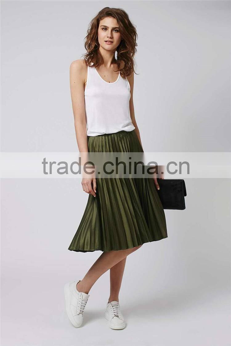High Quality Women Petite Pleat Midi Skirt Satin Pleated Midi Skirt Plus Size Women Clothes