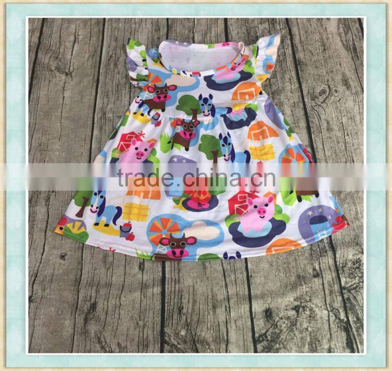 2017wholesale children clothing children's cartoon animal pattern boutique clothing girl sleeveless dress