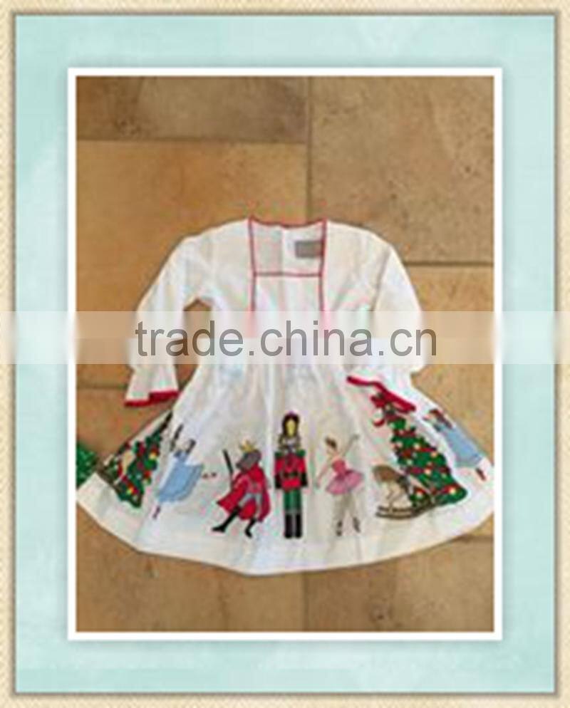 wholesale children popular boutique baby Girls' Christma printed dress