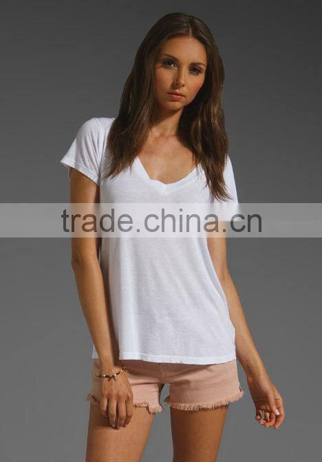 Low V Neck Boyfriend White Tee