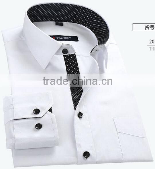 Black dot printed placket blue men's shirt uniform China golden supplier OEM fashionable boy shirt for daily life