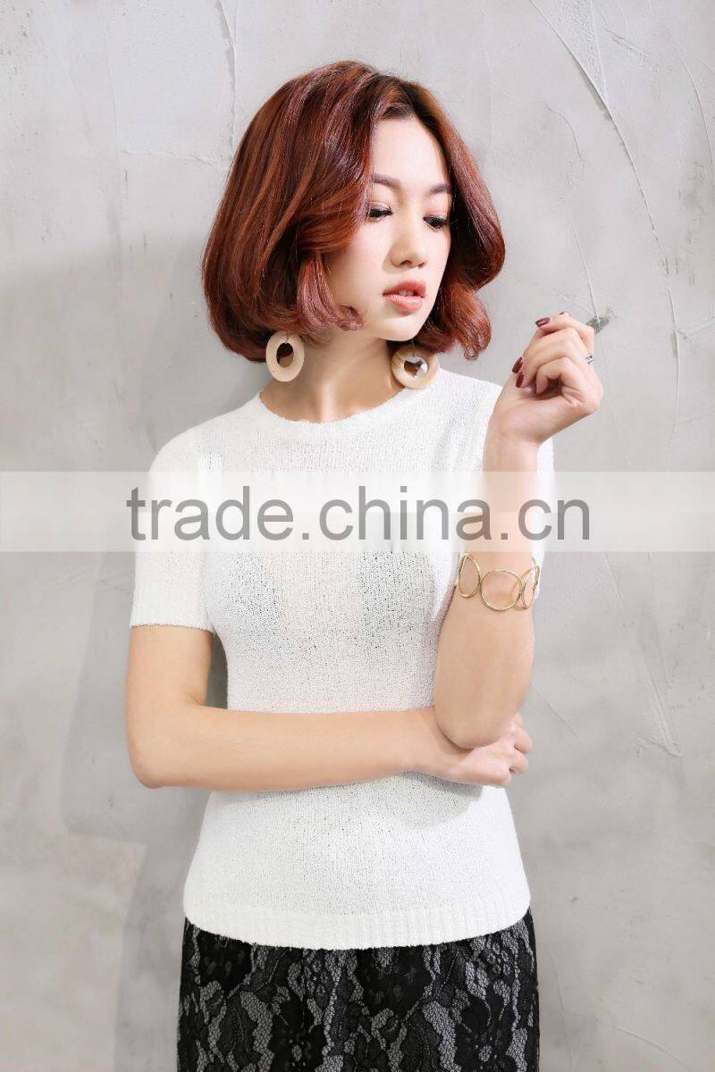 2017 New Arrivals Round neck plain white t shirts for women