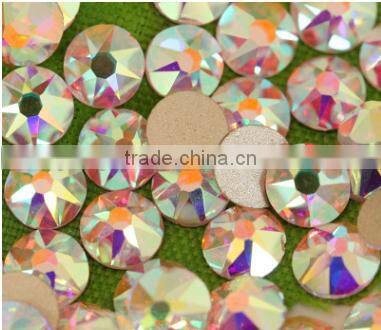 New Design Nail crystal 16 face cut 8 big+8 small facets high quality flat back Non Hotfix rhinestones crystal ab strass
