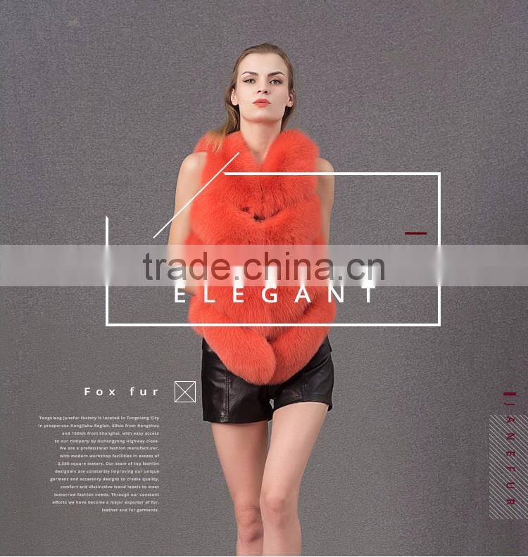 European style orange fox fur jacket for women