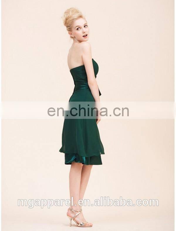 Latest design A line bridesmaid dress chiffon strapless bridesmaid dress patterns with ribbon sash